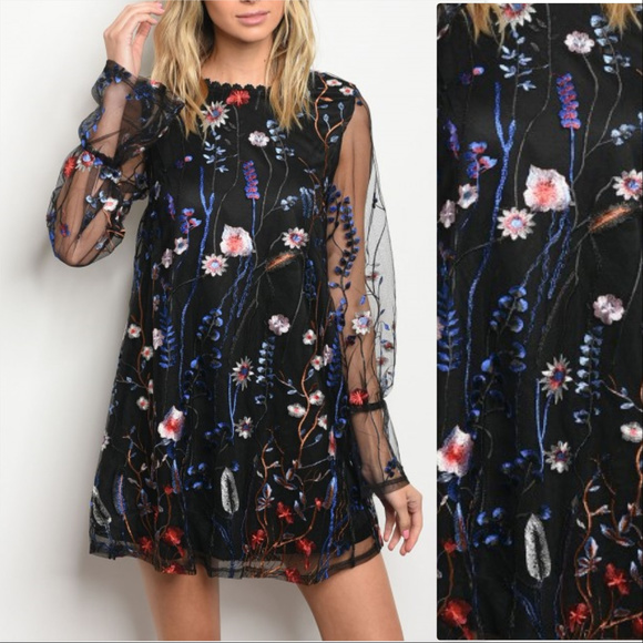 . Dresses & Skirts - (LAST 1)S/S 2018 BLACK EMBROIDER DETAILED DRESS